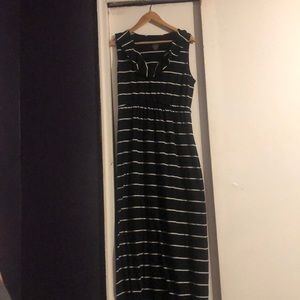 Black and white striped maxi dress
